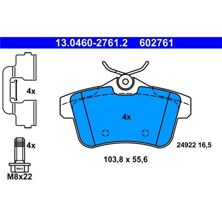 13.0460-2761.2 Brake Pad Set, disc brake ATE