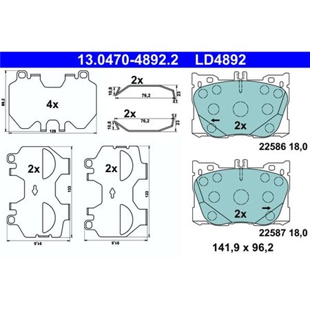 13.0470-4892.2 Brake Pad Set, disc brake ATE