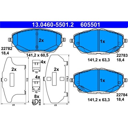 13.0460-5501.2 Brake Pad Set, disc brake ATE