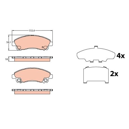 GDB3644 Piduriklotsi komplekt,ketaspidur TRW