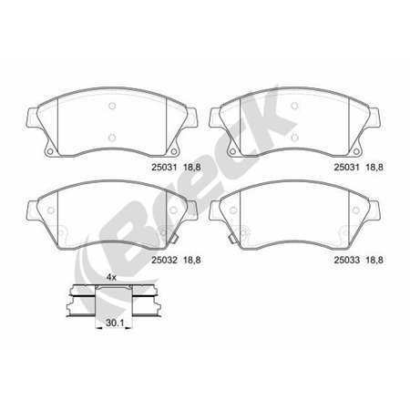 25031 00 701 00 Bromsbeläggssats, skivbroms BRECK
