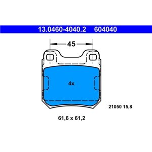 13.0460-4040.2 Brake Pad Set, disc brake ATE - Top1autovaruosad