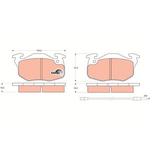 GDB327 TRW Piduriklotside komplekt, ketaspidur     