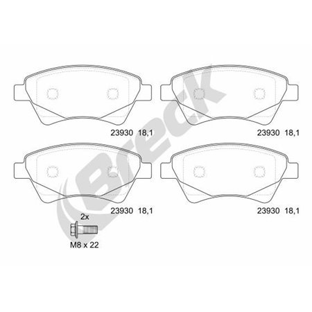 23930 00 702 00 Комплект тормозных колодок, дисковый тормоз BRECK
