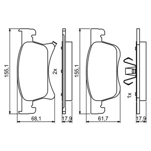 0 986 494 823 BOSCH Piduriklotside komplekt, ketaspidur     