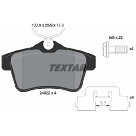 2492201 Комплект тормозных колодок, дисковый тормоз TEXTAR