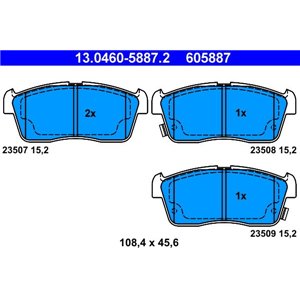 13.0460-5887.2 Комплект тормозных колодок, дисковый тормоз ATE     