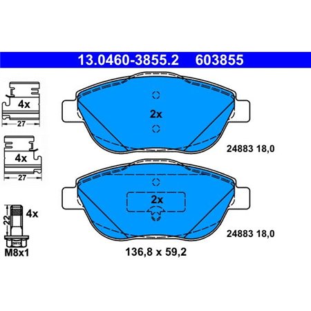 13.0460-3855.2 Brake Pad Set, disc brake ATE