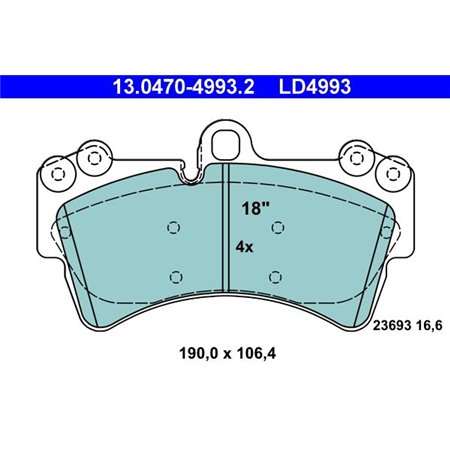13.0470-4993.2 Brake Pad Set, disc brake ATE