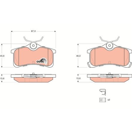 GDB3334 Piduriklotsi komplekt,ketaspidur TRW