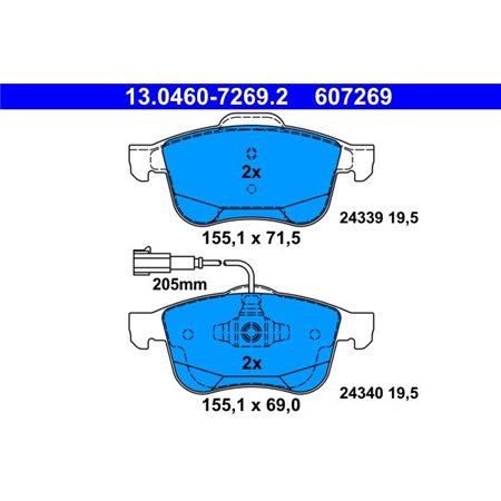 13.0460-7269.2 Bromsbeläggssats, skivbroms ATE