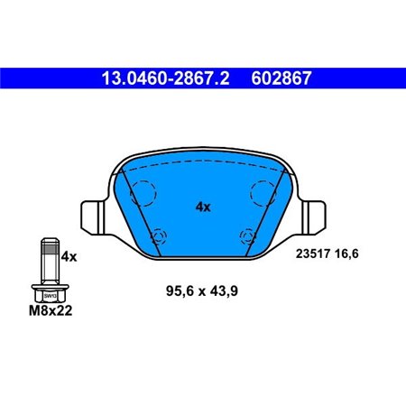 13.0460-2867.2 Brake Pad Set, disc brake ATE