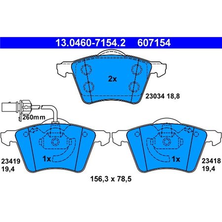 13.0460-7154.2 Brake Pad Set, disc brake ATE