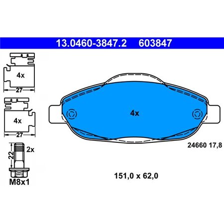 13.0460-3847.2 Brake Pad Set, disc brake ATE