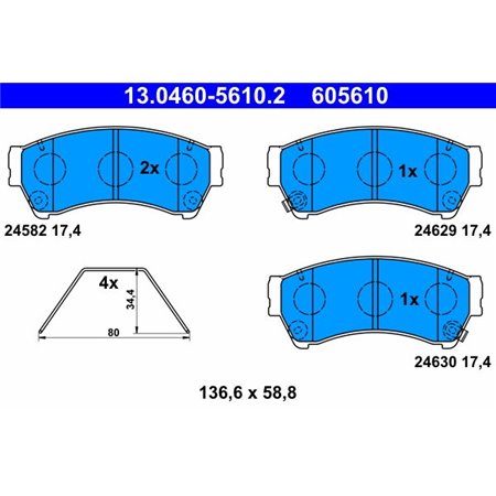 13.0460-5610.2 Brake Pad Set, disc brake ATE