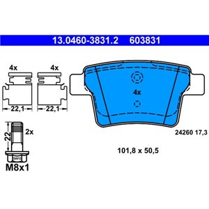 13.0460-3831.2 Brake Pad Set, disc brake ATE - Top1autovaruosad