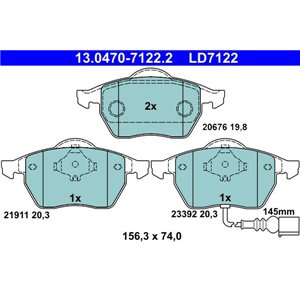 13.0470-7122.2 Brake Pad Set, disc brake ATE - Top1autovaruosad
