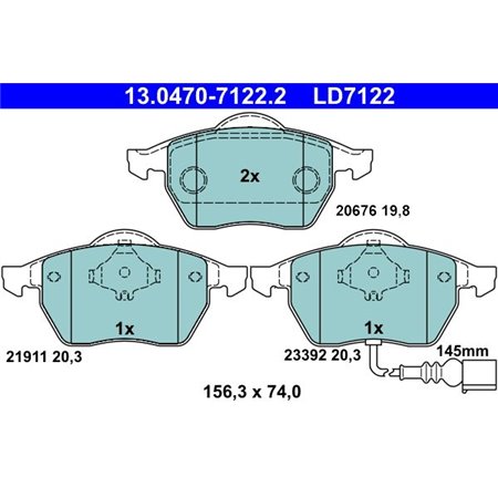 13.0470-7122.2 Brake Pad Set, disc brake ATE