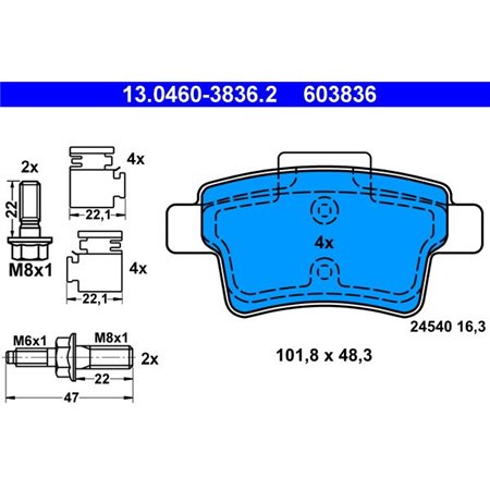 13.0460-3836.2 Brake Pad Set, disc brake ATE