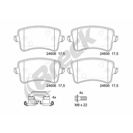 24606 00 554 10 Bromsbeläggssats, skivbroms BRECK