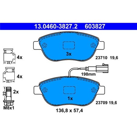 13.0460-3827.2 Brake Pad Set, disc brake ATE