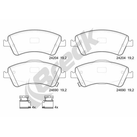24204 00 701 00 Комплект тормозных колодок, дисковый тормоз BRECK
