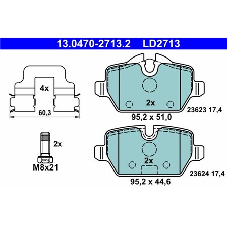 13.0470-2713.2 Brake Pad Set, disc brake ATE