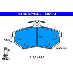 13.0460-2934.2 Bromsbeläggssats, skivbroms ATE - Top1autovaruosad