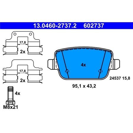 13.0460-2737.2 Brake Pad Set, disc brake ATE