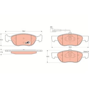 GDB1290 TRW Piduriklotside komplekt, ketaspidur     