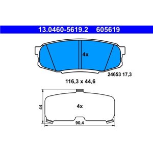 13.0460-5619.2 Piduriklotsi komplekt,ketaspidur ATE - Top1autovaruosad