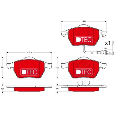GDB1403DTE Комплект тормозных колодок, дисковый тормоз TRW     