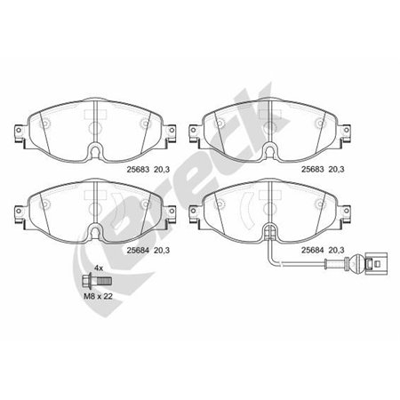 25683 00 701 00 Piduriklotsi komplekt,ketaspidur BRECK