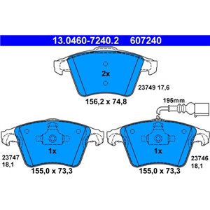 13.0460-7240.2 Комплект тормозных колодок, дисковый тормоз ATE     