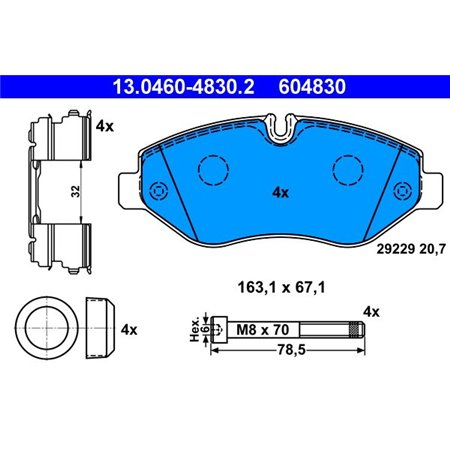 13.0460-4830.2 Brake Pad Set, disc brake ATE