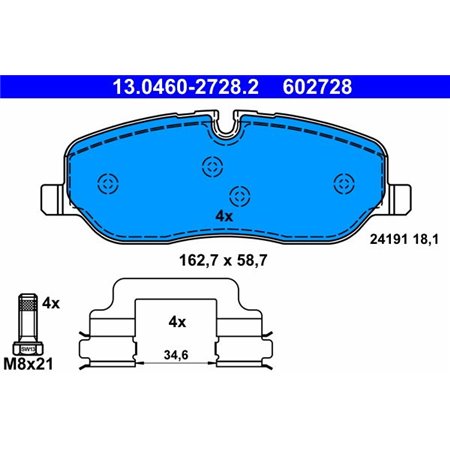 13.0460-2728.2 Brake Pad Set, disc brake ATE