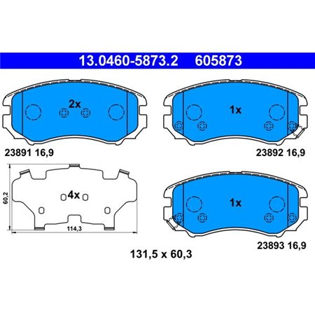 13.0460-5873.2 Brake Pad Set, disc brake ATE