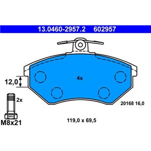 13.0460-2957.2 Комплект тормозных колодок, дисковый тормоз ATE - Top1autovaruosad