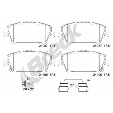 24087 00 701 10 Brake Pad Set, disc brake BRECK