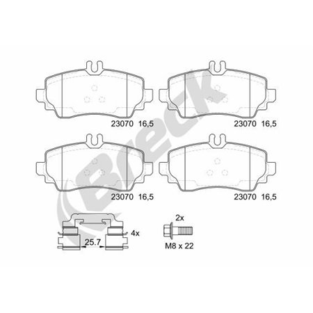 23070 00 701 20 Brake Pad Set, disc brake BRECK