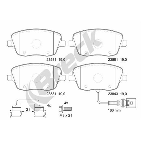 23581 00 702 10 Brake Pad Set, disc brake BRECK