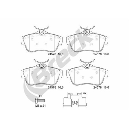 24578 00 702 00 Bromsbeläggssats, skivbroms BRECK