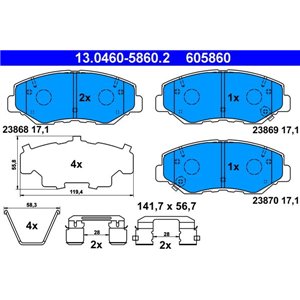 13.0460-5860.2 Комплект тормозных колодок, дисковый тормоз ATE - Top1autovaruosad