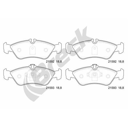 21592 00 705 10 Комплект тормозных колодок, дисковый тормоз BRECK