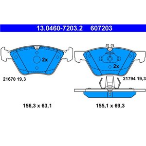 13.0460-7203.2 Piduriklotsi komplekt,ketaspidur ATE - Top1autovaruosad