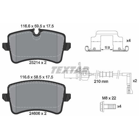 2521402 Piduriklotsi komplekt,ketaspidur TEXTAR