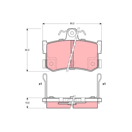 GDB1169 TRW Piduriklotside komplekt, ketaspidur     