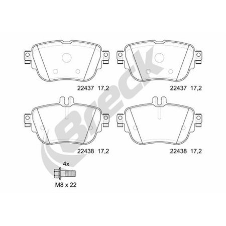 22437 00 702 00 Brake Pad Set, disc brake BRECK