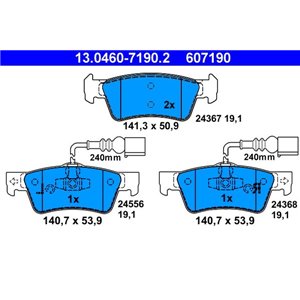 13.0460-7190.2 Комплект тормозных колодок, дисковый тормоз ATE     