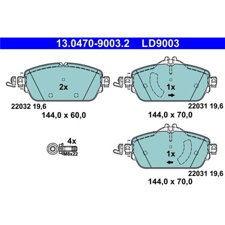 13.0470-9003.2 Комплект тормозных колодок, дисковый тормоз ATE